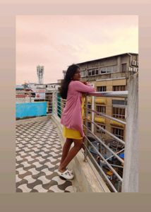 Yellow Dress with Pink Cardigan