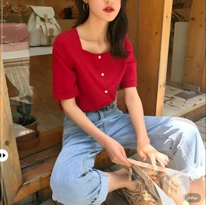 New with tag cute Red Puff Sleeve Knit Top