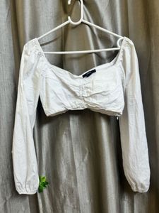 Forever 21 White Cutout Cropped Top