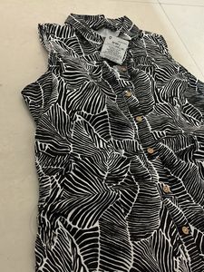 Leaf Print Sleeveless Dress