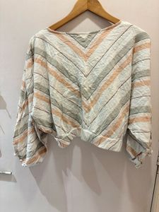 Zara Striped Tie-Front Crop Top