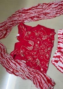 Red &amp; White Ethnic Set !! upto 5 years can use