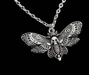 Skull Moth Pendant Necklace