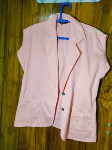 Vintage Pink Sleeveless Blazer/Vest with pockets