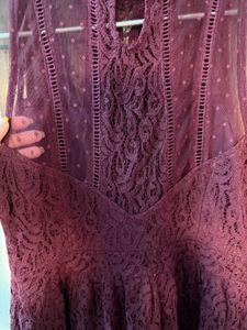 Burgundy Lace Sleeveless Dress