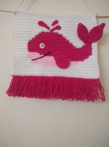 Handmade Pink Whale Wall Hanging