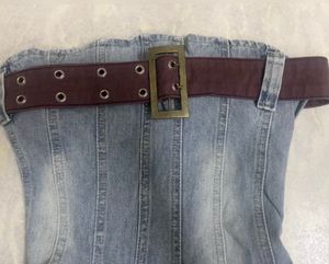 y2k vintage denim belted mini dress🤩