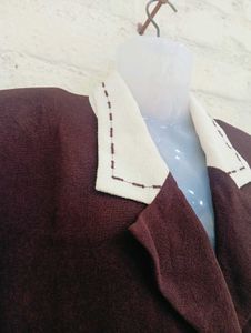 Vintage Burgundy Blazer with White Collar