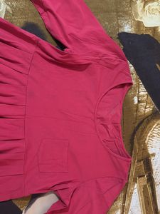 Pink Pocketed Pleated Tunic