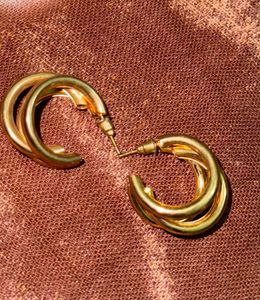 Celestique Gold-Plated Contemporary Hoop Earrings