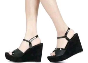 Black Wedge Heel Sandals