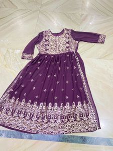 Purple & Gold Embellished Nayra Dress