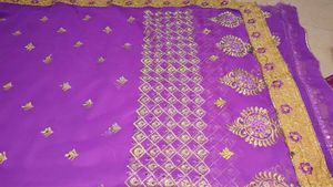 Purple Embroidered Saree