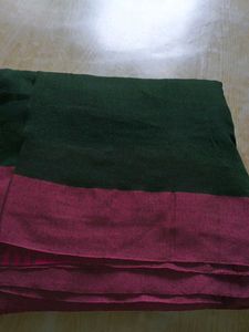 Green with Pink Tassels Linen Saree