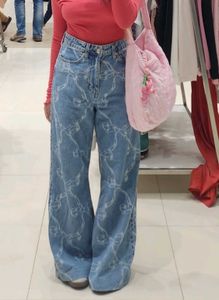 Printed Wide Leg Jeans
