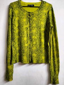 Green Animal Print Cardigan