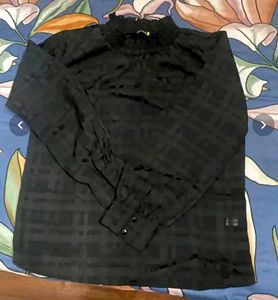 Chic Black Mock Neck Blouse