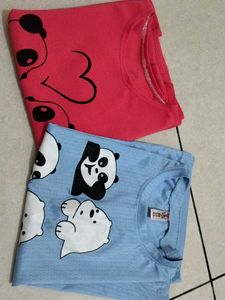 combo women Cute Panda Print T-Shirts