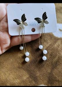 Butterfly Pearl Drop Earrings