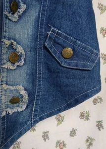 Denim Vest with Button Details