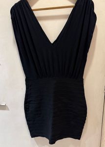 Black Mini Dress - V Neck