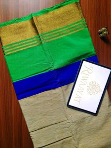 Green And Blue Cotton Saree