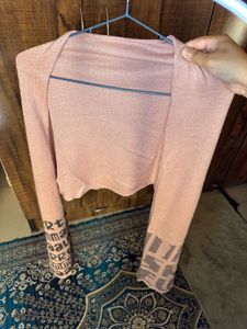 COMBO OFFER PINK LONG SHRUG &amp;  WOOLEN SCARF