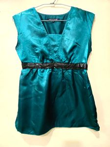 Green satin top