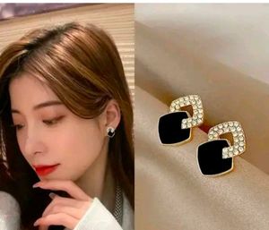 Geometric Rhinestone Drop Earrings