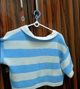 Urbanic V Neck Checked White Blue Crop Top