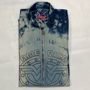 Denim Shirt with Zipper Closure, Size M 36