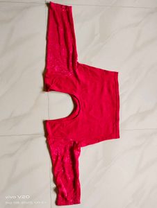 Red Lace Sleeve Blouse
