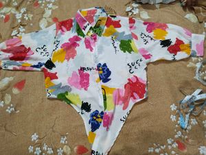 CROPPED WAIST TIE UP SHIRT