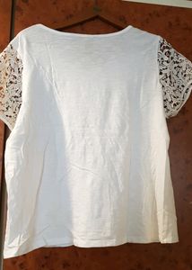 White Top With Pretty Cutout Sleeves