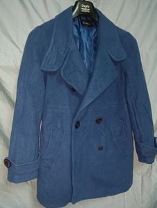 Urgent Sale: Purcian Blue Woolen Trench Coat