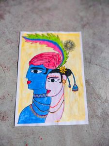 Radha Krishna Abstract Painting 🎨