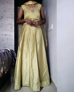 Elegant Lime Green Anarkali Dress