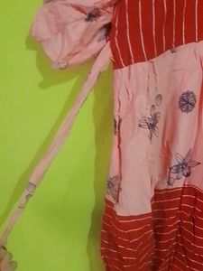 Striped Pink &amp; Red Kurti