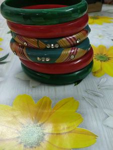 Set Of Bangles Two Are Made Of Rajasthani Lac