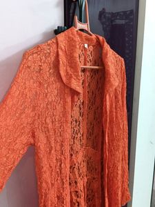 Orange Colour Net Jacket (L)