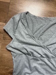 Gray V-Neck Crop Top
