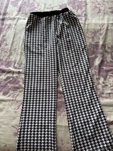 Houndstooth Print Flare Pants