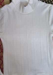 H&amp;m Turtle Neck White Top