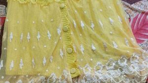 Yellow Knit Button-Down Top