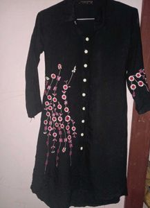 Floral Embroidered Black Dress