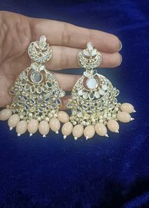 Mirror Work Earrings (Peach)