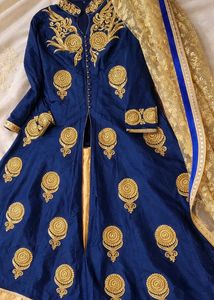 blue heavy Kurta with skirt and dupatta
