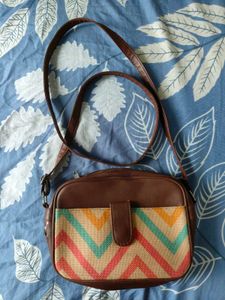 Brown Chevron Crossbody Bag