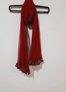 Red Embellished Dupatta