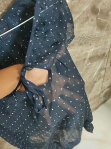 Blue Polka See Through Top